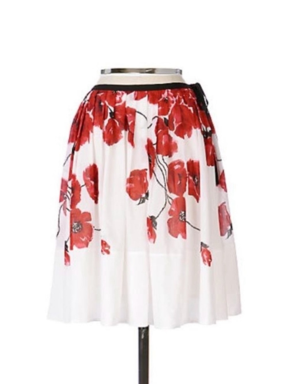 NWOT Anthropologie Mermaid White Red Floral Skirt Size S